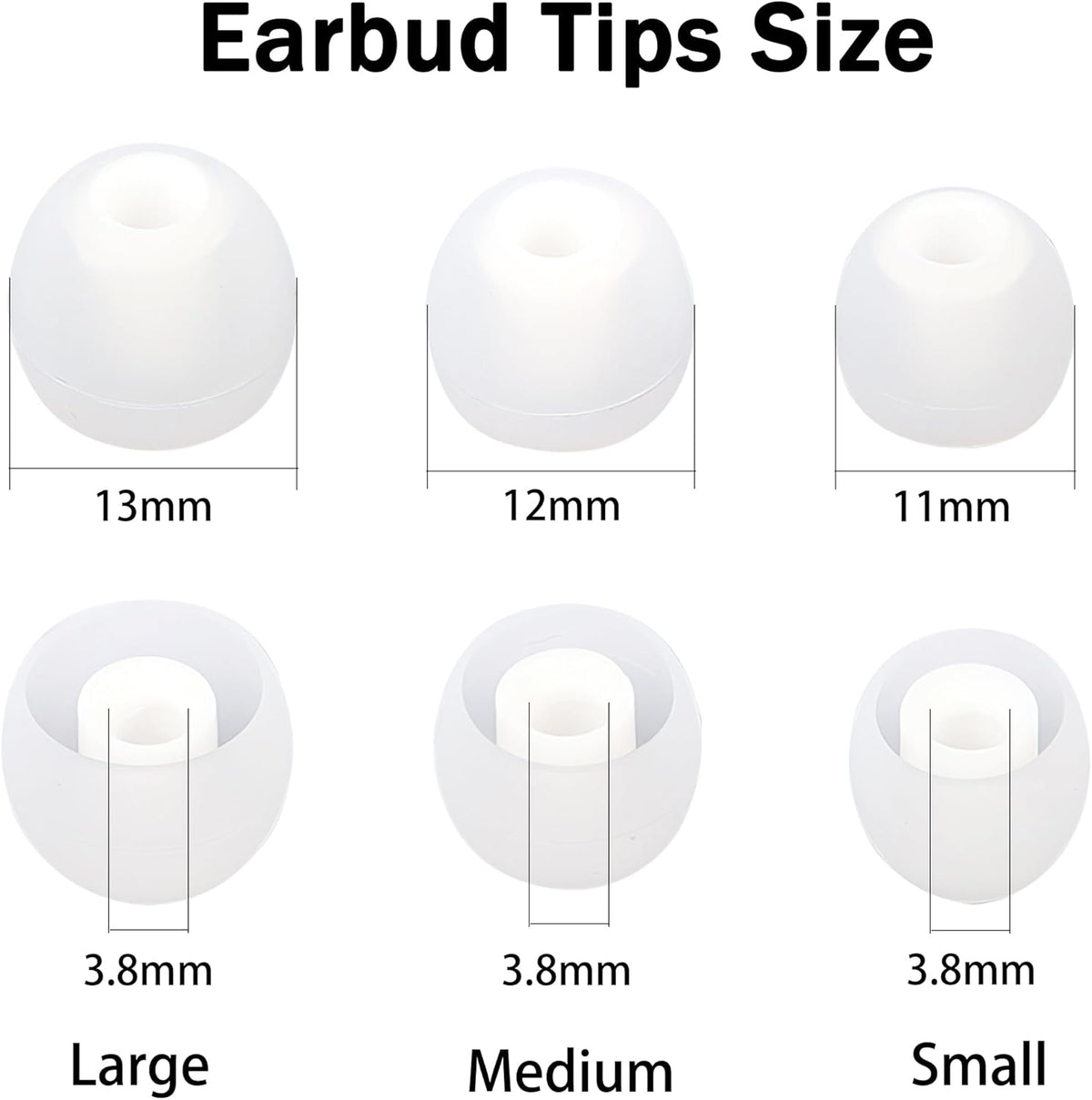 Silicone Replacement Earbud Tips Earbud Caps Fit Most in-Ear Earbuds(Inner Hole 3.8mm -5.1mm) Headphone Ear Tips Earbud Covers 9 Pairs S M L
