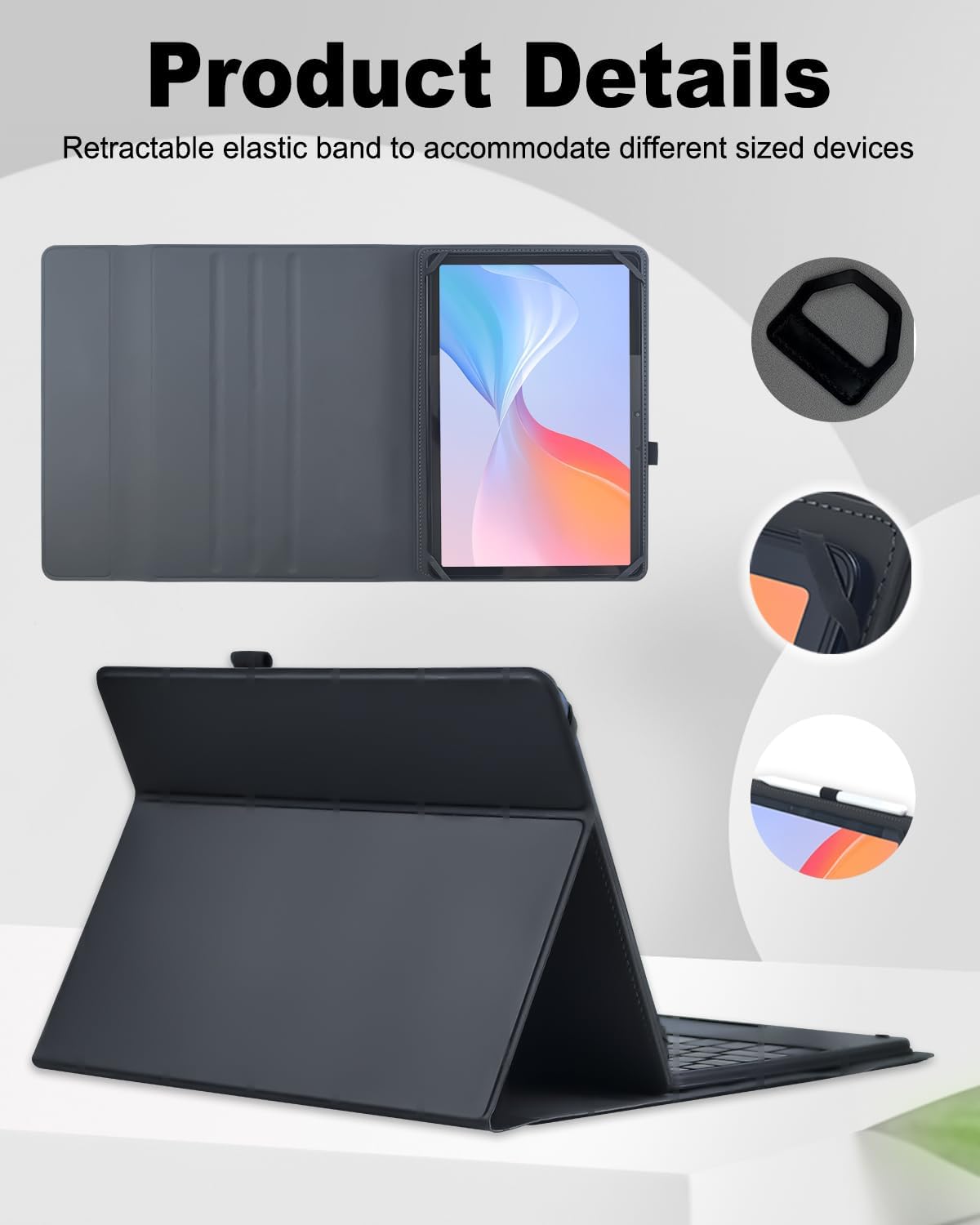Universal Touchpad Keyboard Case for 9.7,10.1,10.2",10.5",10.9",11" Tablet, Rainbow Backlight TrackPad Keyboard with Type-C Charging Port fit 9.7-11 inch Android/iOS/Windows (Black)