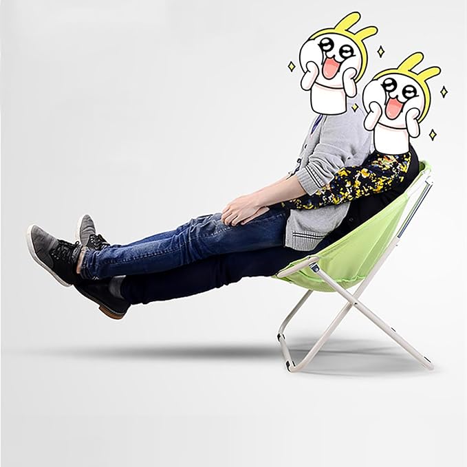 NaKeah Saucer Chair Foldable Oversized Lounge Chair Metal Frame Moon Chair for Bedroom Living Room Reading Gaming Room Soft Lazy ChairB
