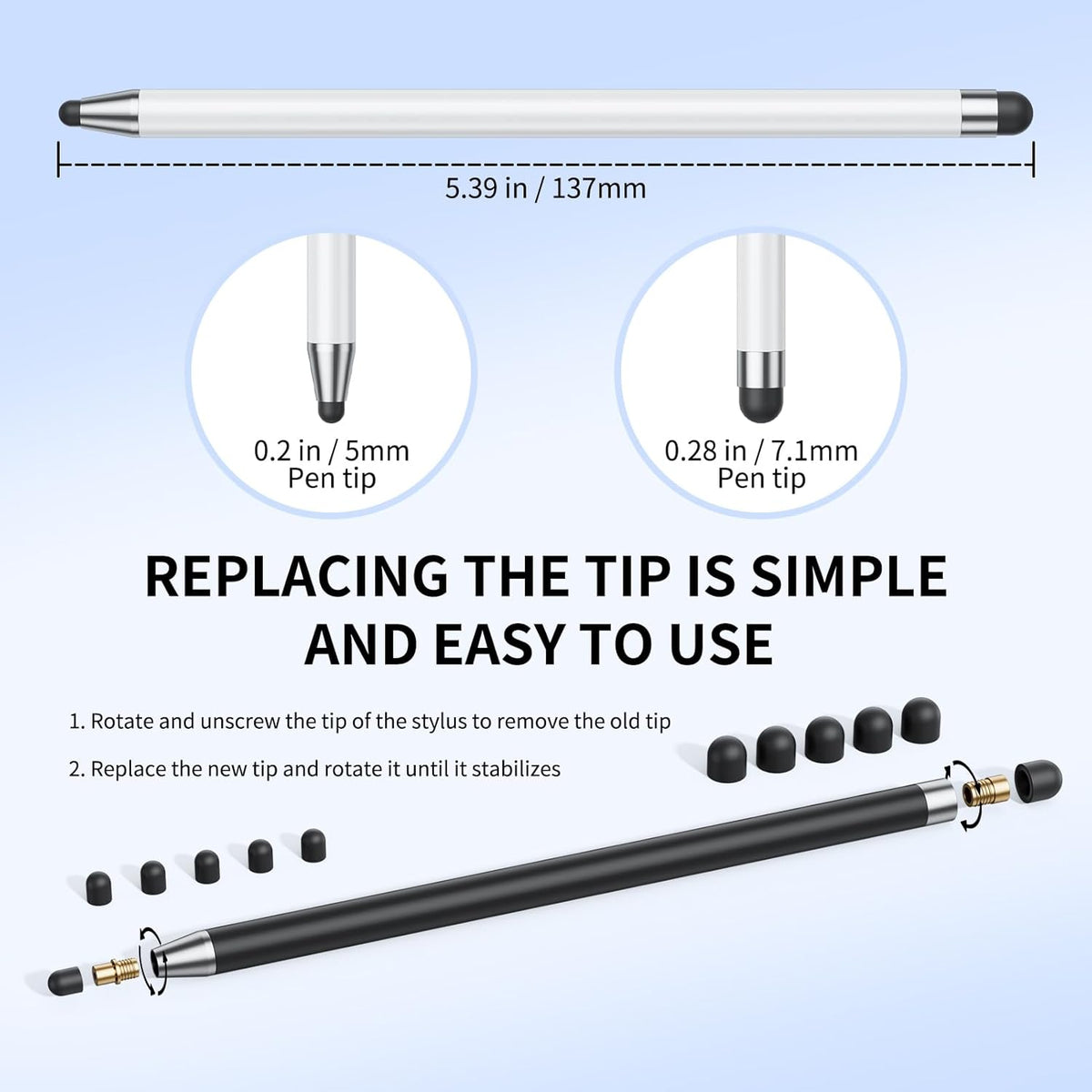 Stylus (10Pcs), Stylus Pen for Touchscreen, High Precision and Sensitivity Stylus Pen for Android Smartphone and Tablets, Compatible with Capacitive Touch Screen (Light Cyan)