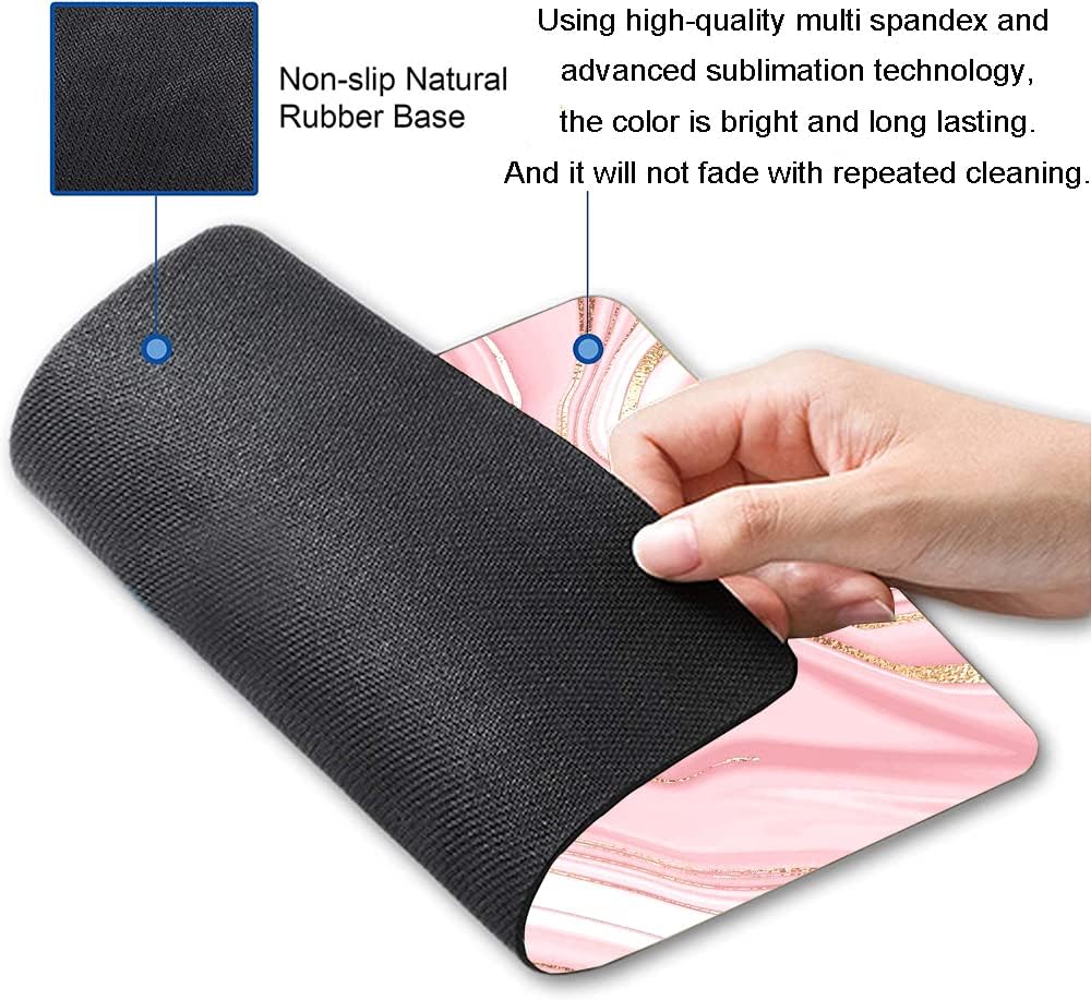 Hokafenle Mouse Pad Marble, Pink Gold Marble Mouse Pad for Women, Square Cute Mouse Mat Waterproof Mousepad Non-Slip Rubber Base Mouse Pads for Wireless Mouse Office Laptop