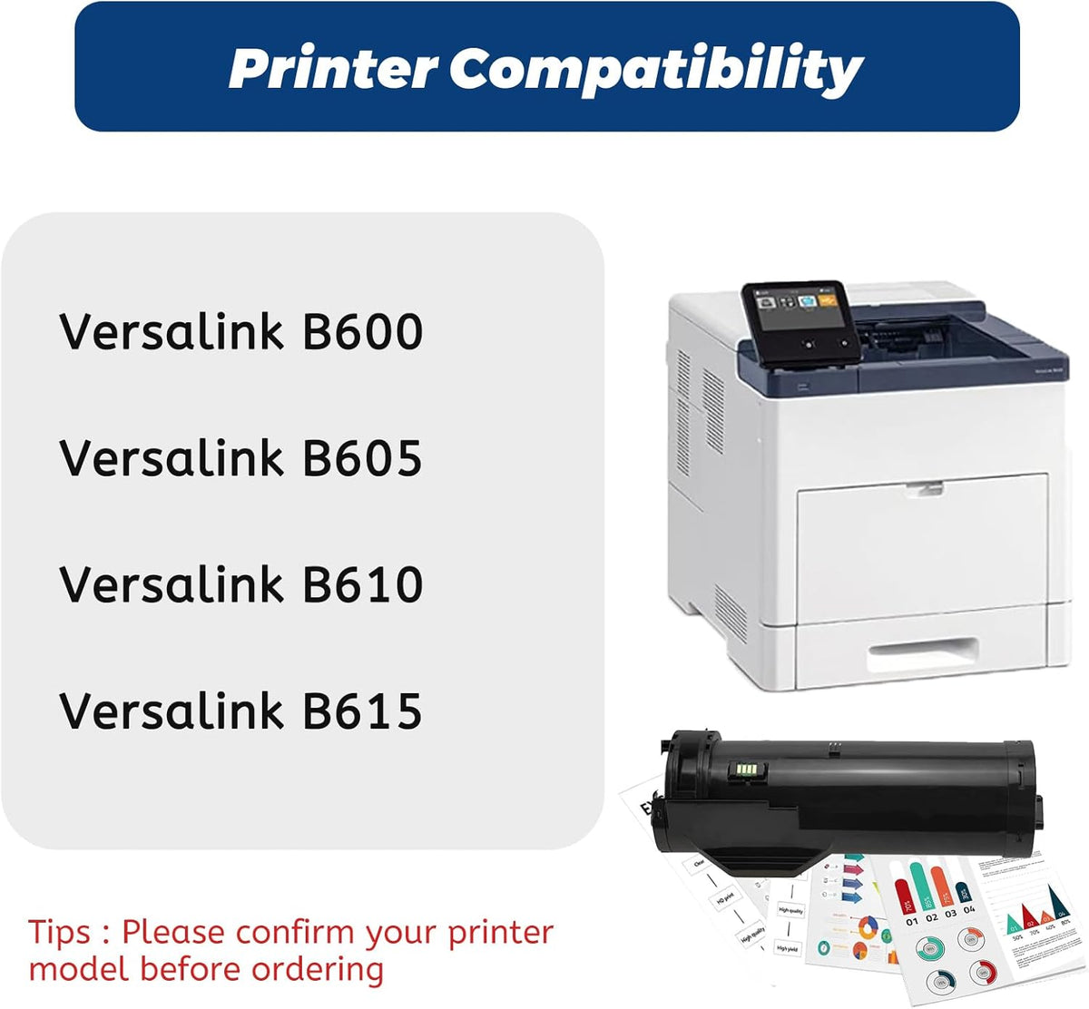 Versalink B600 B610 Toner Cartridge,106R03944 Replacement Compatible for Xerox B605 B615 Printers, Extra High Capacity Up to 46,700 Pages (1 Black )