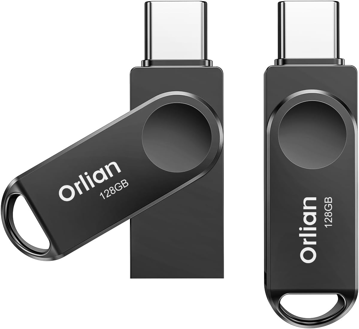 128GB 2-Pack USB C Flash Drive, Dual Drive USB 3.0 and Type C Thumb Drive Up to 110MB/s Read Metal Waterproof Portable for PC Laptop Tablet Android Smartphone iPhone 15 and More, Black