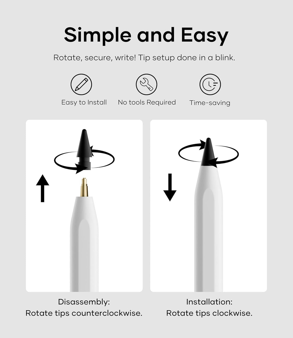 Replacement Pencil Tips for Apple Pencil Pro, Pen Tips for Apple Pencil 2nd Gen/1st Gen/USB-C, Wear-Resisting Pencil Nibs with Storage Box, Pen Nibs Set Compatible with Apple Pen (6 Pack, Black/White)