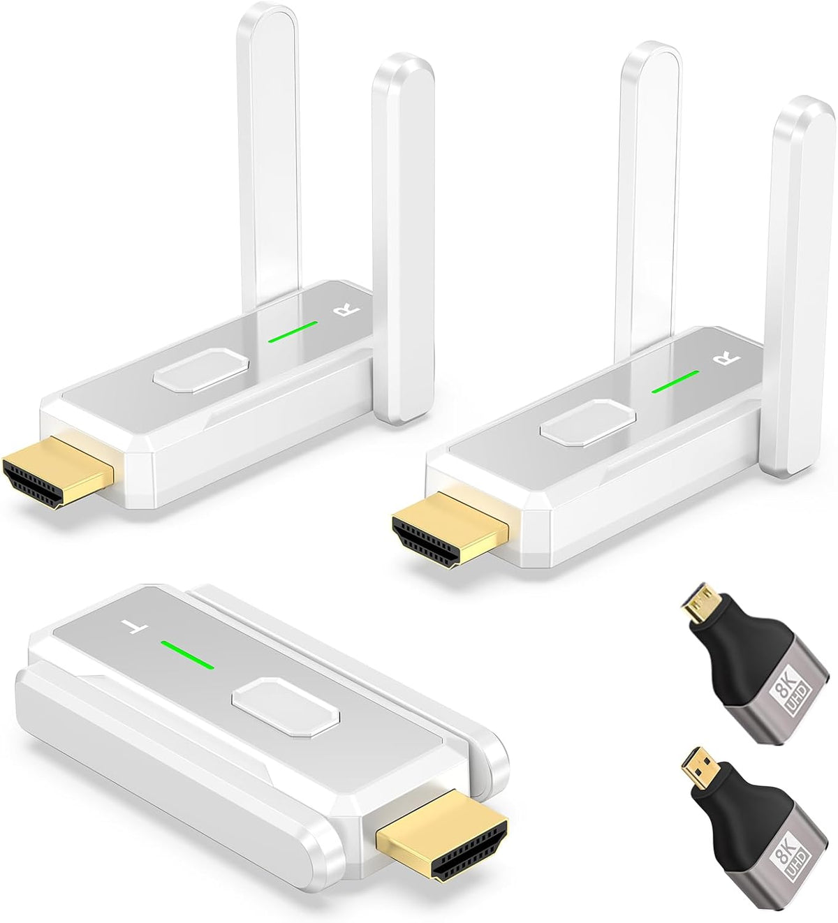 Wireless HDMI Transmitter and 2 Receivers 500FT/150M, 2.4G+5G Plug & Play Portable Wireless HDMI Splitter 1 to Multiple Screens for Video and Audio to Monitor from Laptop/PC/TV Box/Projector