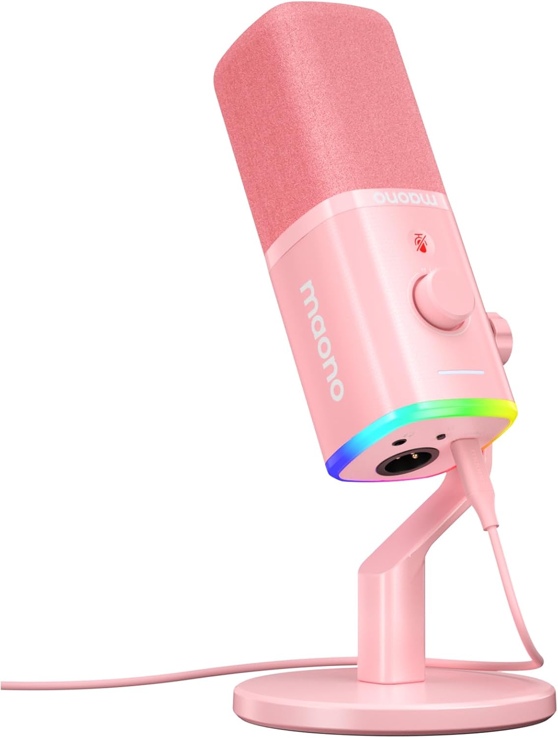 MAONO Dynamic Gaming Microphone: USB XLR Dynamic Computer Microphone with Software-RGB PC Mic for Gamer-Podcast Mic for Streaming Recording Studio YouTube Content Creation Online Chat PD100X (Pink)