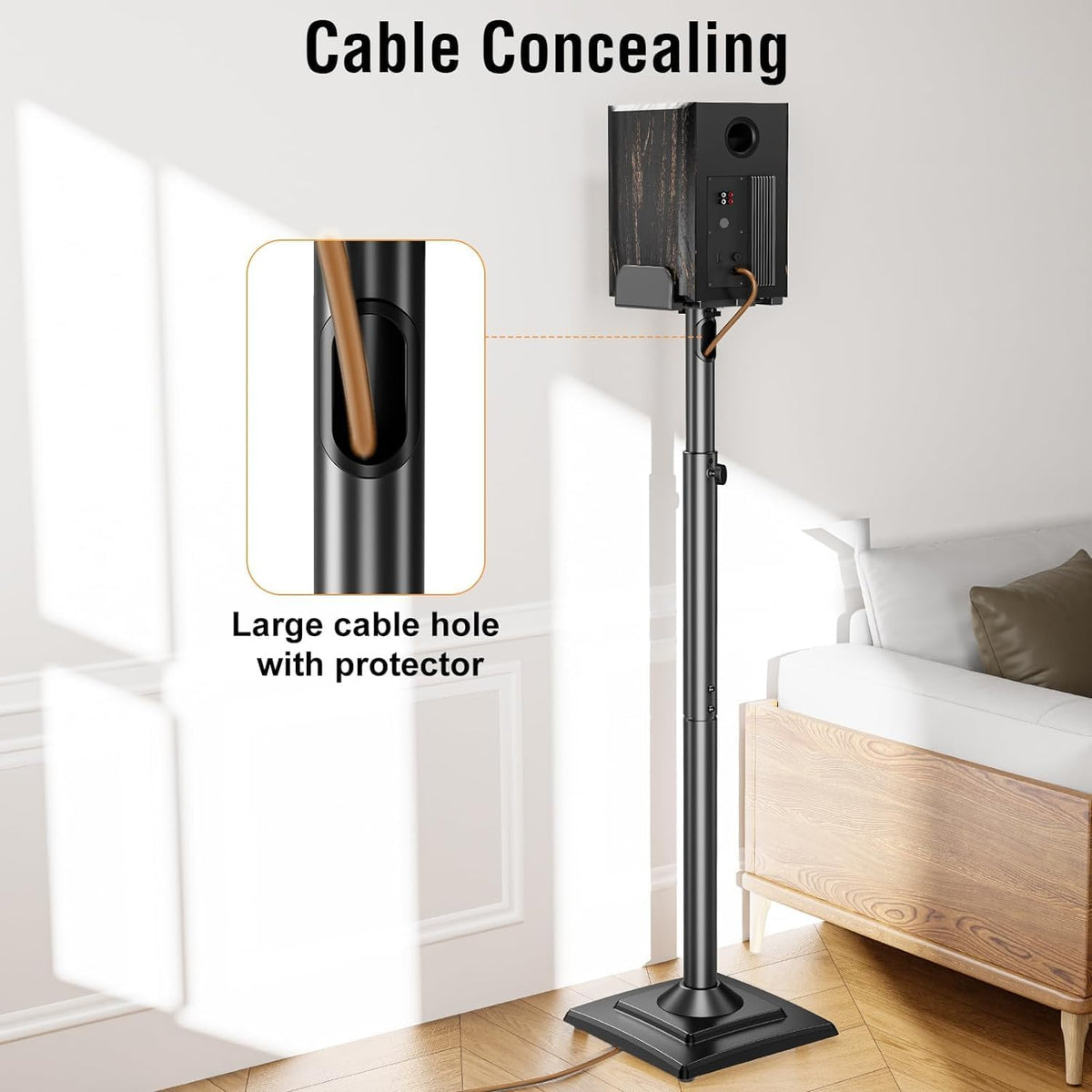 ELIVED Universal Speaker Stands Pair Height Adjustable Max 43.3", Surround Sound Speaker Stands for Bookshelf Speaker Satellite Rear Speakers Up to 11 lbs, Spring-Loaded Plate Extends to 10", YD5028
