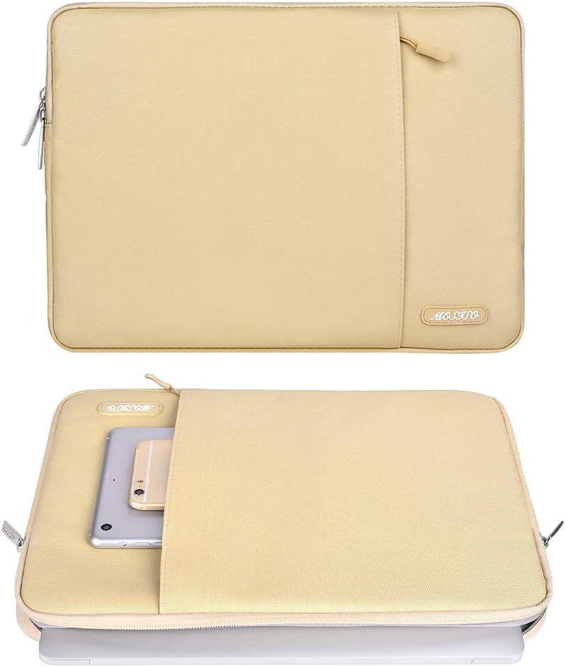 MOSISO Laptop Case 13.3 inch, 13-13.3 inch Laptop Sleeve Compatible with MacBook Air/Pro 13 / Pro 14, HP Dell ASUS Lenovo Notebook, Polyester Vertical Computer Sleeve Bag with Pocket, Camel