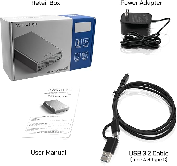 Avolusion PRO-G1 Series 10TB USB 3.2 Gen 2 (10Gbps) USB-C External Hard Drive w/USB HUB for Windows or MacOS Desktop PC/Laptop (Silver) (Renewed)