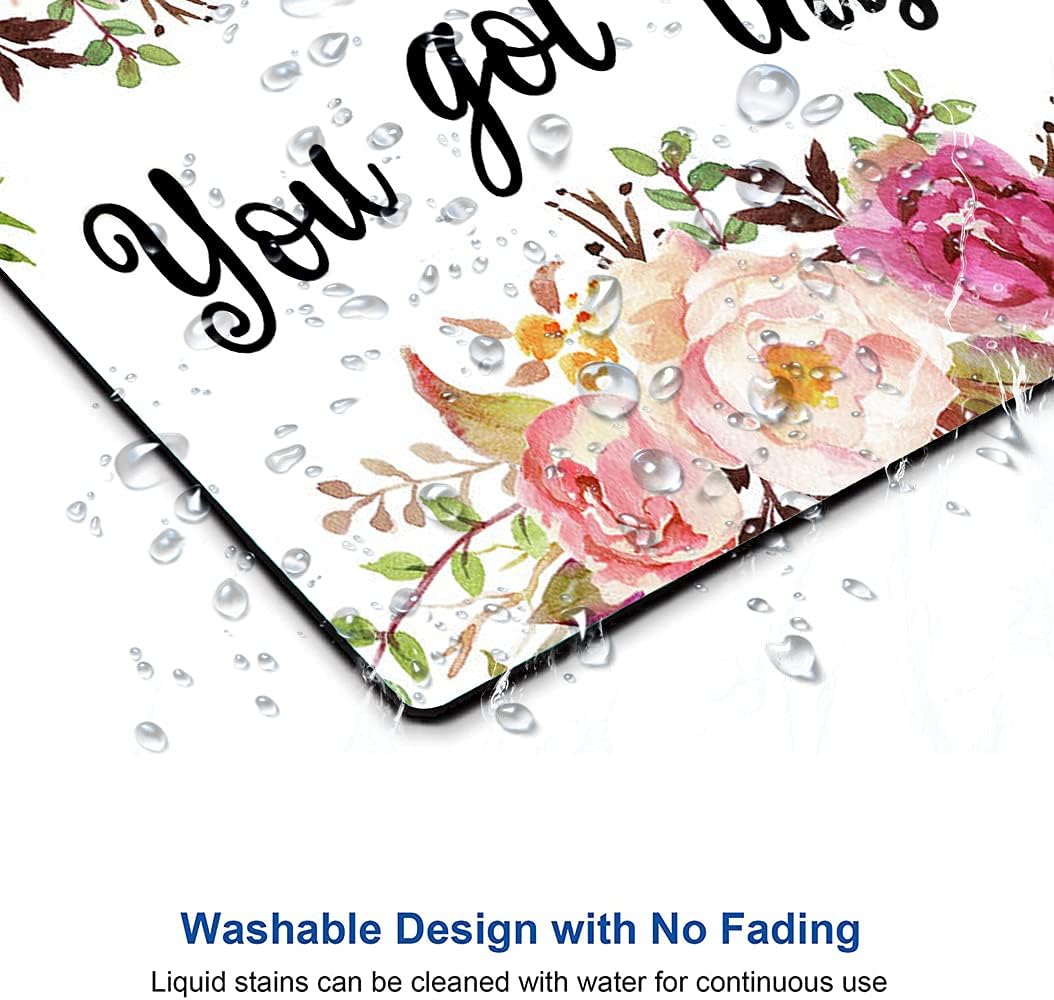 Hokafenle Mouse Pad Motivational, Cute Floral Mouse Pad with Inspirational Quote, You Got This Mousepad Design, Mouse Mat Square Waterproof Non-Slip Rubber Base Mouse Pads for Office Home Laptop
