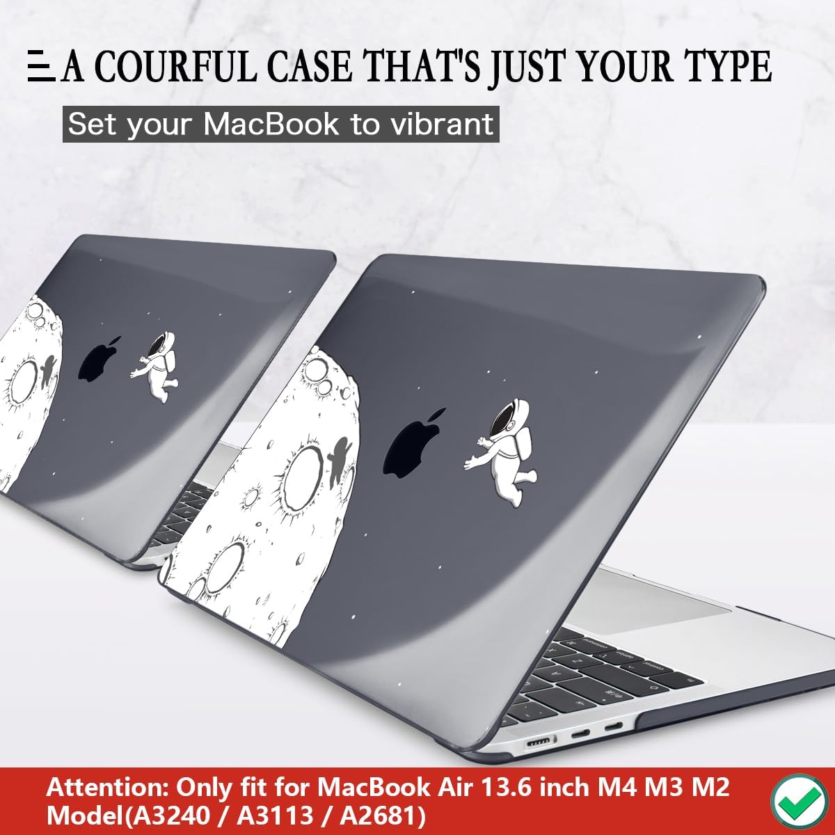 CISSOOK Case Compatible with MacBook Air 13.6 Inch 2022 2024 2025 Release Model A2681 M2 A3113 M3 A3240 M4 Astronaut, Clear Black Space Hard Shell with Keyboard Cover for MacBook Air 13.6", Astronaut