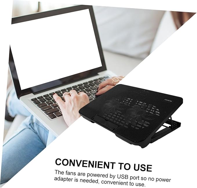 Portable Laptop Cooler with USB Powered Fans Durable Notebook Cooling Mat for Efficient Heat Dissipation Black Color Easy to Install Cooling Stand