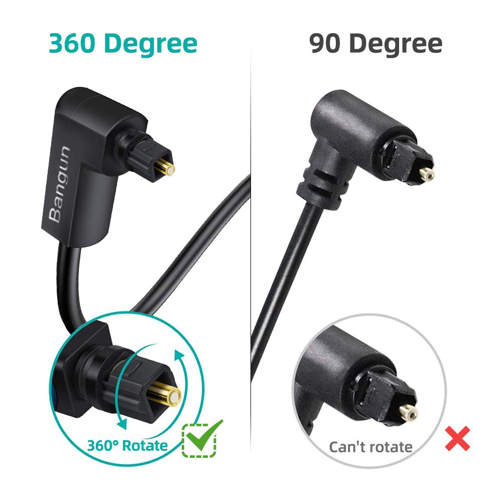 90 20 360 Degree Optical Audio Cable feet, Slim Digital Audio Optical Cable, Degree Right Angle Fiber Optic Toslink