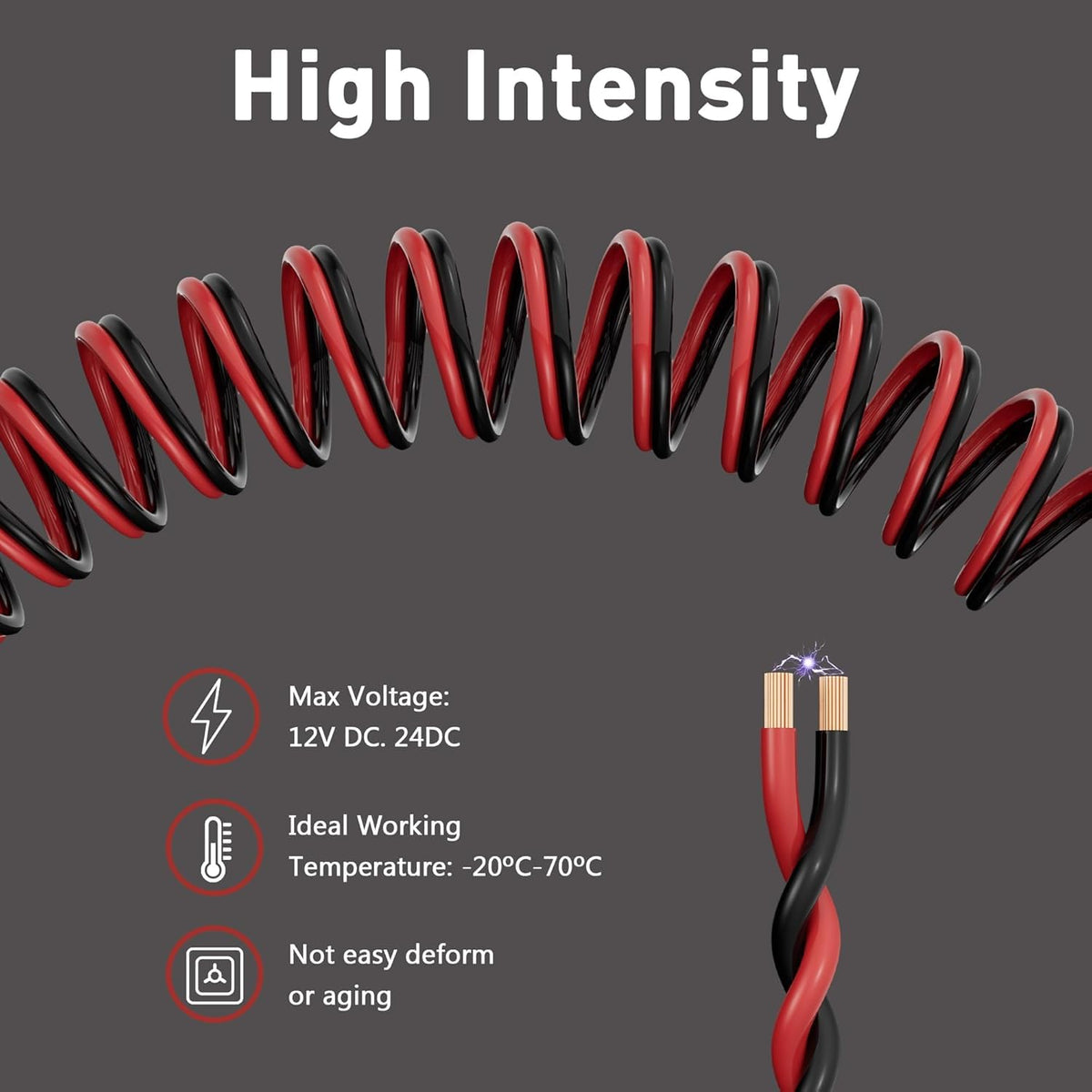12/2 20 12V/24V 12AWG HiFind Gauge FT Red Black Hookup Electrical Wire Cable LED Strips Extension Cord DC, Flexible