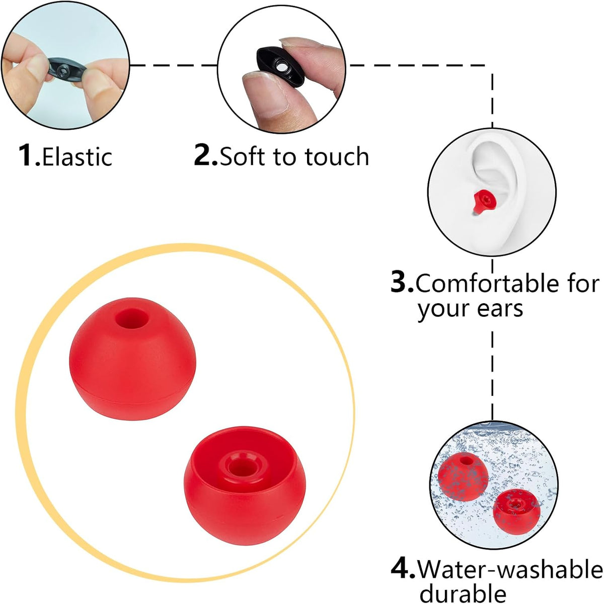 Ear Bud Covers Silicone Replacement Earbud Tips Compatible with Powerbeats Pro Beats Wireless Earphone Headphone Ear Tips 4 Pairs