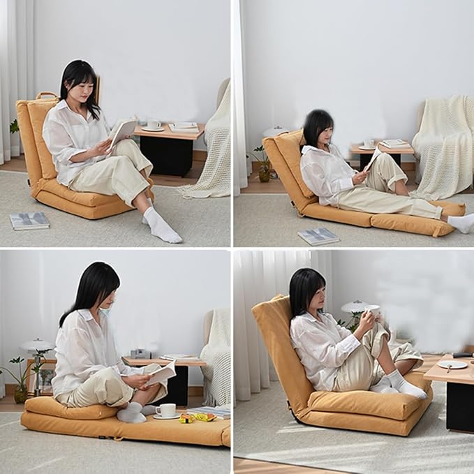 Floor Chair with Back Support Folding Floor Gaming Chair Adjustable Lazy Sofa Living Room for Adults &amp Kids One Seater Sofa Perfect for Reading Gaming Meditating(/Black)