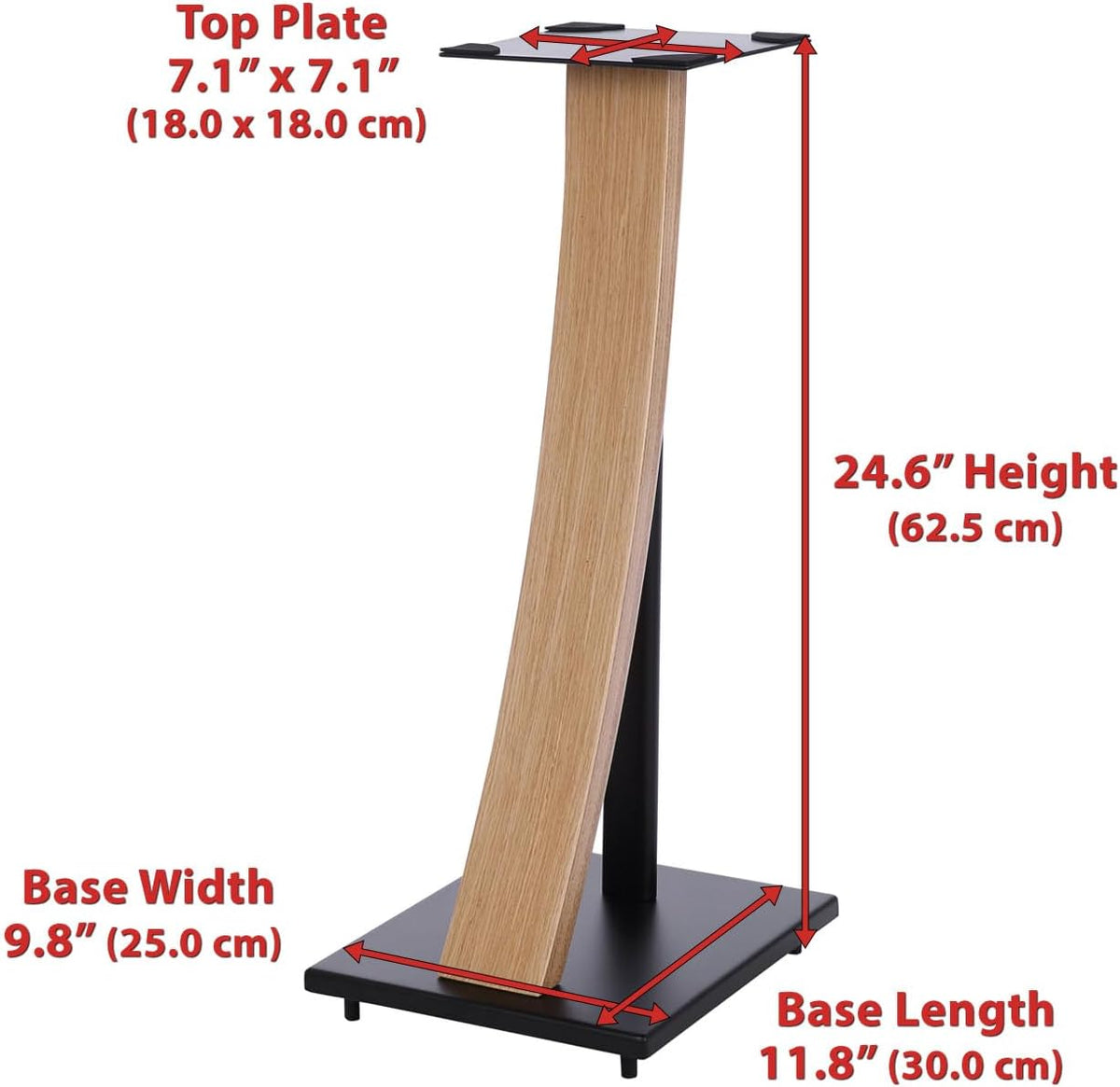 EXIMUS One Pair Fixed Height Universal Speaker Floor Stands with Real Wood - Oak - 290 Series