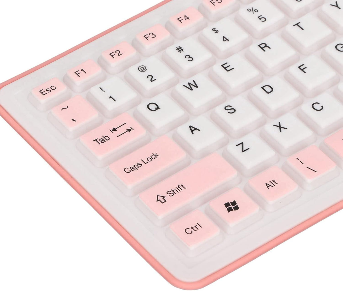 103 Keys Foldable Silicone Keyboard, Wired USB Silent Waterproof Rollup Keyboard for PC Laptops