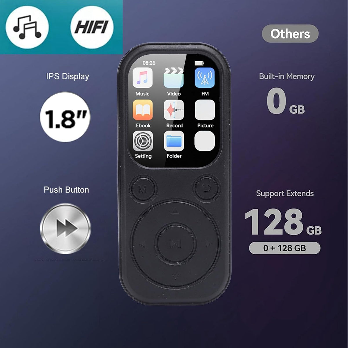 BONKZEBU MP3 MP3 8, 10.12 (32G Portable HiFi Music Player,Large Storage Capacity Player,HiFi Sound Quality Portable