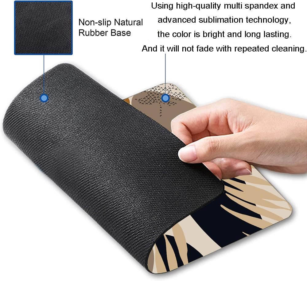 Mouse Pad, Brown Abstract Leaves Mouse Pad, Premium-Textured Mouse Mat Square Waterproof Non-Slip Rubber Base Computer Mousepad