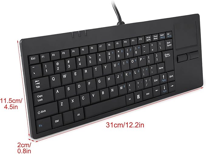 K-818 86 Keys USB Wired Computer Keyboard With Built in Touchpad USB HUB Port Mechanical Structure Ergonomic Design Mute Ultra Thin Keyboard for Notebook Desk