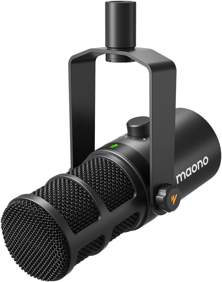 MAONO Dynamic Microphone, USB/XLR Podcast PC Microphone with Software, EQ,Tap-to-Mute, Headphone Jack, Gain Knob & Volume Control, Studio Mic for Broadcast, Recording, Streaming & Gaming (PD400X)