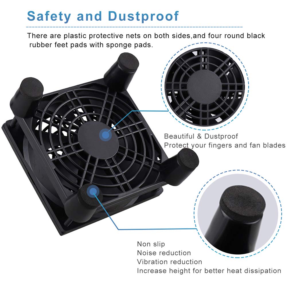 92mm 3 5V GDSTIME Small Router Fan Cooler with L/M/H Speed Controller, DC USB Powered Case Cooling Fans for Xbox Modem