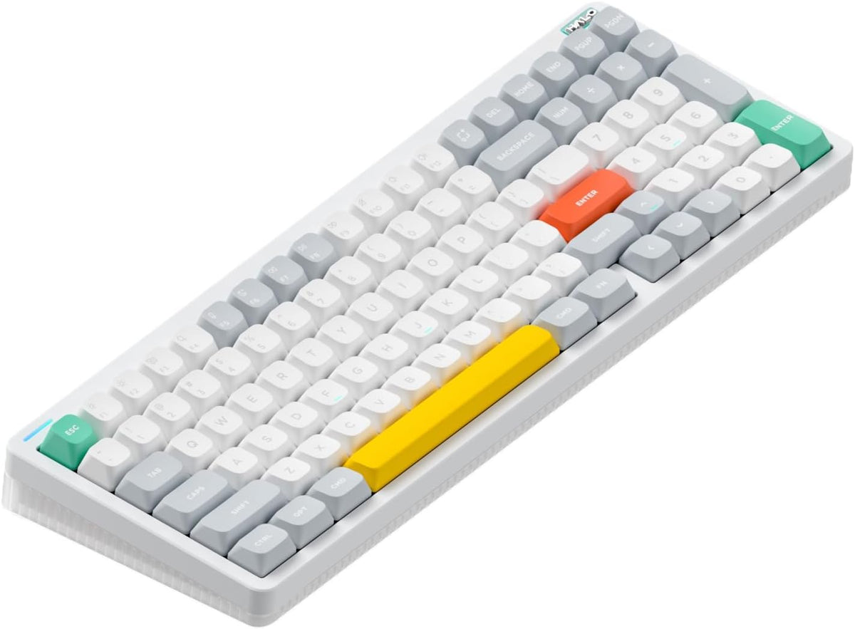 nuphy Halo96 V2 Wireless Keyboard,Gasket Structure,96% Hot Swappable Gaming Keyboard, 99 Kyes RGB Backlit Mechanical Keyboard, Support QMK/VIA,Bluetooth/USB-C/2.4GHz-White,Raspberry Switches(46gf)