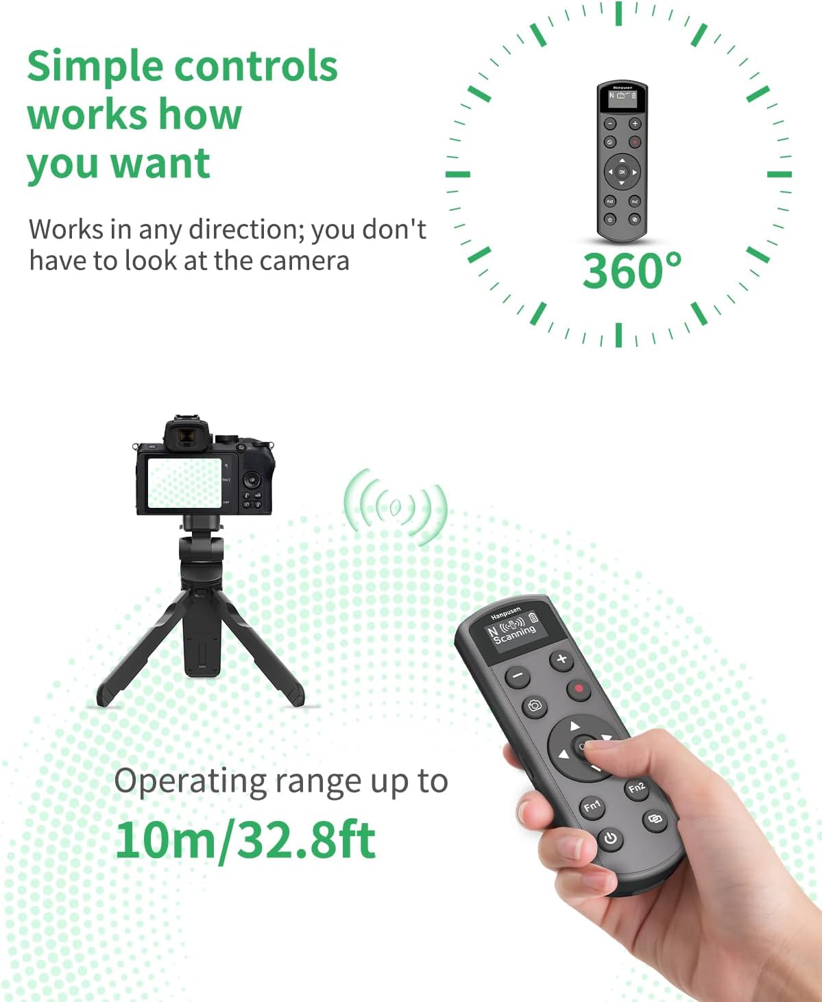 for Nikon Camera Remote Control, Hanpusen Rechargeable Wireless Shutter Release with OLED Screen for Nikon Z6 III/Zf/Z5II/Z50/Z50 II/Z fc/P1000/P1100/P950/B600/A1000/Z6 II/Z30/Z5/Z7 II, Replace ML-L7
