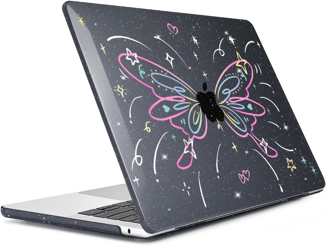 for 2025 2024 2023 2022 MacBook Air 13 inch Case M4 A3240 M3 A3113 M2 A2681 with Touch ID& 13.6" Liquid Retina Display, Plastic Hard Shell&Keyboard Cover&Screen Film&Webcam Cover, Butterfly