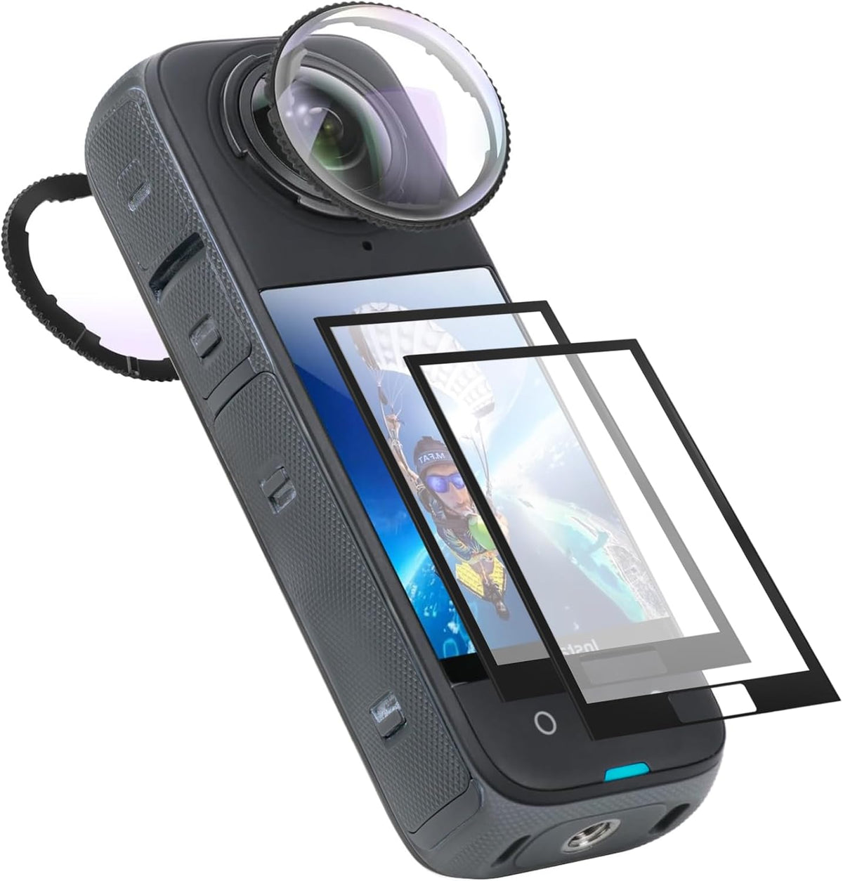 Insta360 X4,2 2 Set, 92% 9H Semaiki Premium Lens Guards for Tempered Glass Lens Cover + Screen Protector Transmittance