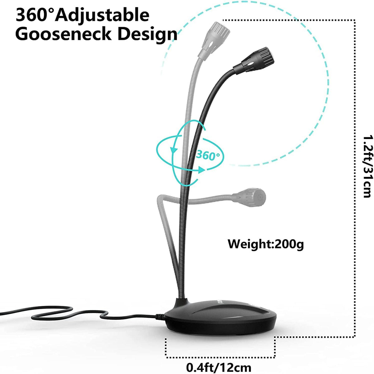JOUNIVO USB Microphone for Computer, PC/Laptop Mic, Mute Button with LED Indicator, 360 Degree Gooseneck Design, Desktop Microphone for Streaming, Recording, Dictation, Podcasting, YouTube, JV610