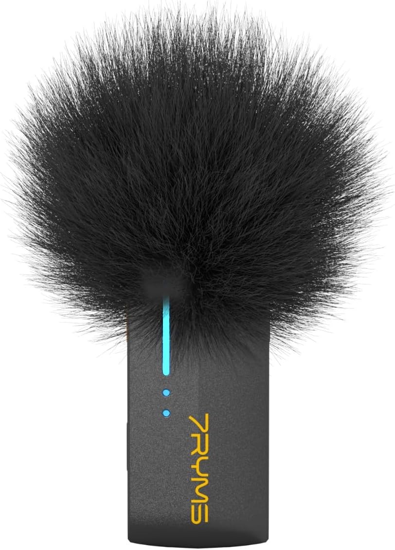 7RYMS iRay DW40 Wireless Lavalier Microphone with Four Transmitters One Charging Case Support AI Denoise, 48kHz/24bit Recording for Video Vlog, Interview, Live Streaming, Podcasting-Black