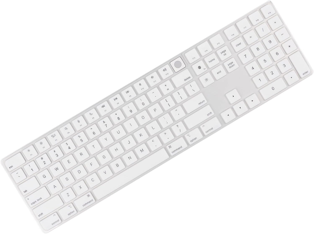 Allinside White Keyboard Cover for Mac Magic Keyboard with Touch ID and Numeric Keypad A2520 US Layout