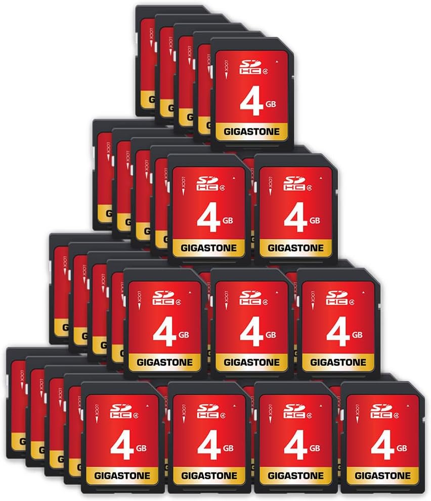 GIGASTONE 4GB SD Card 50 Pack SDHC Class 4 Memory Card for Photo Video Music Voice File DSLR Camera DSC Camcorder Recorder Playback PC Mac POS 50pcs in Pack (Pack of 50), with 50 Mini Cases
