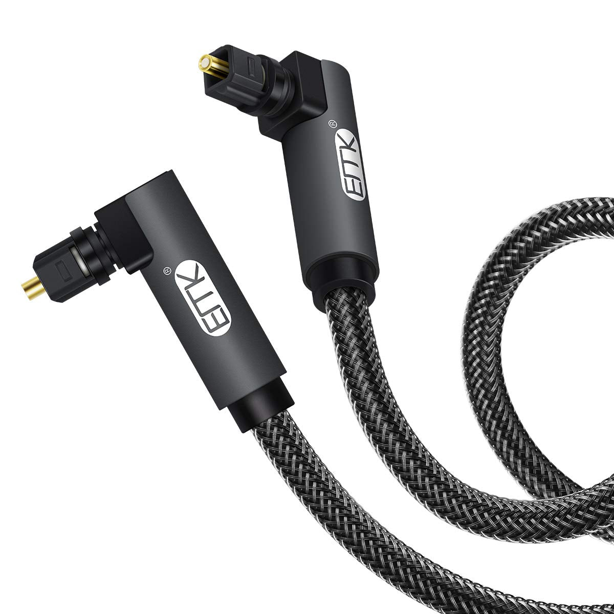90 Bar,TV(6.6ft/2m) EMK Upgraded Double Degree Optical Audio Cable Free-Rotating Toslink Plug Nylon Braided S/PDIF