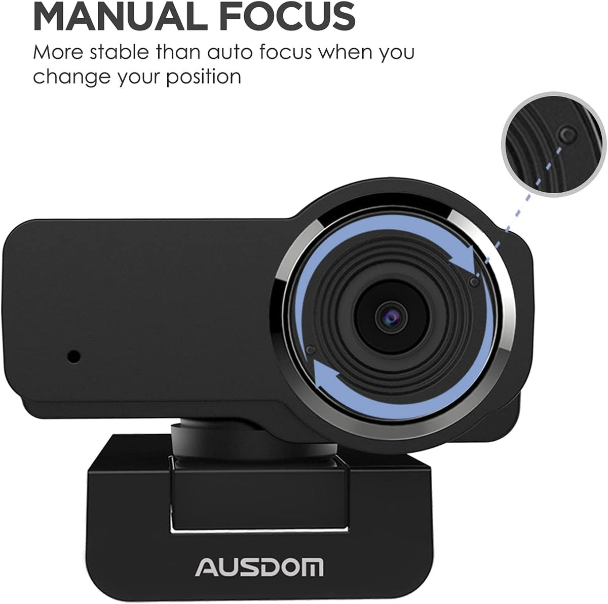 AUSDOM AW635 HD 1080p Webcam with Microphone, Plug & Play USB Streaming Webcam 60° Wide Angle with Low Light Correction for PC Mac Computer Laptop Online Class Zoom Webex Skype Google Meet Teams