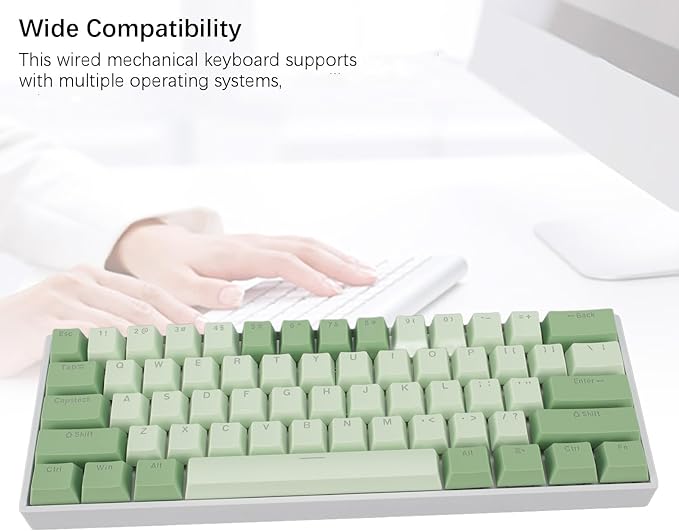 Yoidesu Mechanical Keyboard USB C Wired Gaming Keyboard RGB Backlit 61 Keys Red Switch Computer Keyboard for 2000 ME 7 8 10 for HarmonyOS