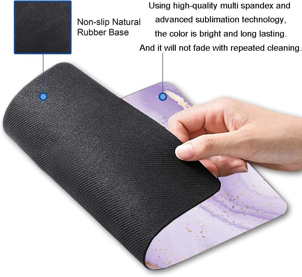 Mouse Pad, Purple Marble Design Mouse Pad, Washable Square Cloth Mousepad for Gaming Office Laptop, Non-Slip Rubber Base Computer Mouse Pads for Wireless Mouse, Cute Mouse Pads for Desk