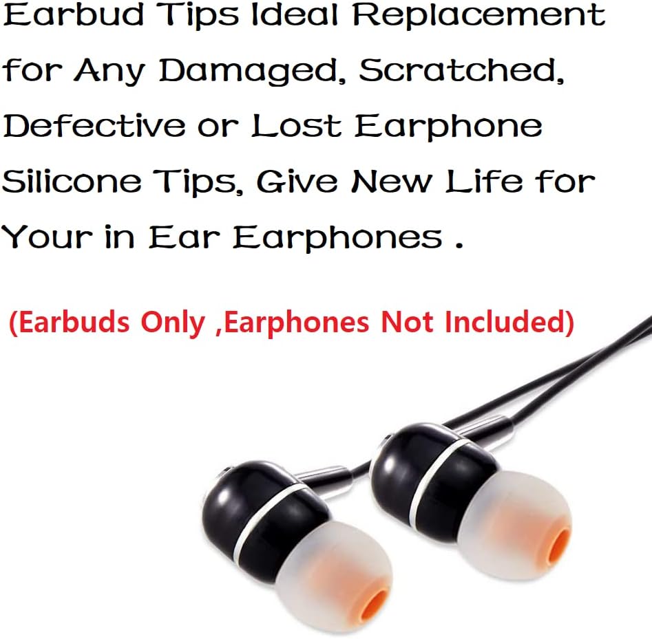 Earbuds Replacement Tips Silicone Earbud Tips Ear Gels Fit for Inner Hole from 3.8mm - 5.1mm Earphones 9 Pairs S/M/L Clear Orange