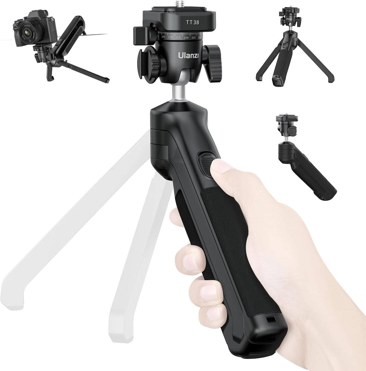 ULANZI TT38 Tabletop Mini Tripod for Camera, Uka F38 ClickOpen Flexible Travel Stand for Sony/Canon/Nikon/Fujifilm SLR DSLR, Pocket Vlogging Stand for Shooting Selfie Video