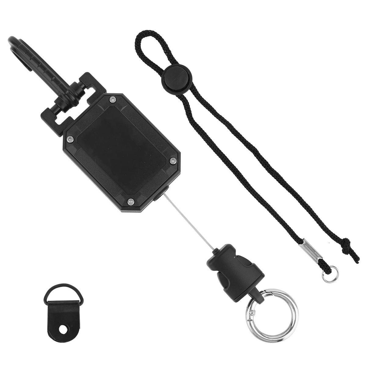 Retractable CB Mic Holder, CB Radio Microphone Hanger with D-Ring & Adjustable Lanyard Durable Snap Clip Mount Mic Retractable T