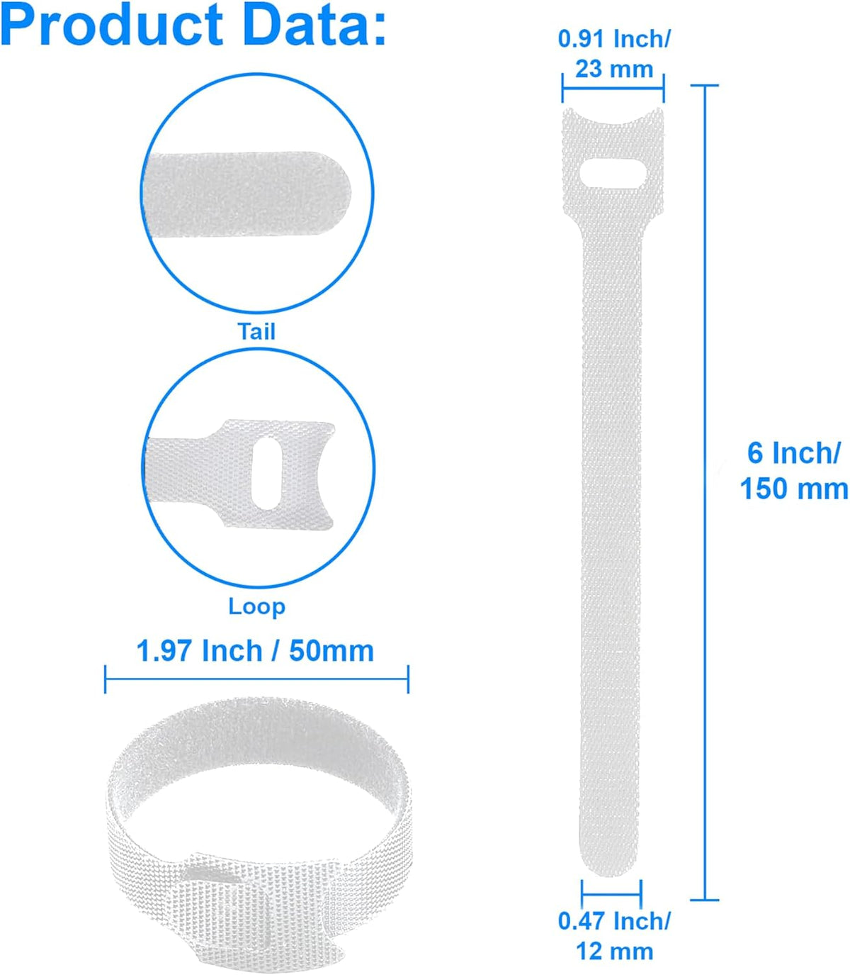 60 6 Inches California JOS PCS Reusable Cable Ties, Wire Ties, Cord Organizer, Cable Organizer, Adjustable Cable