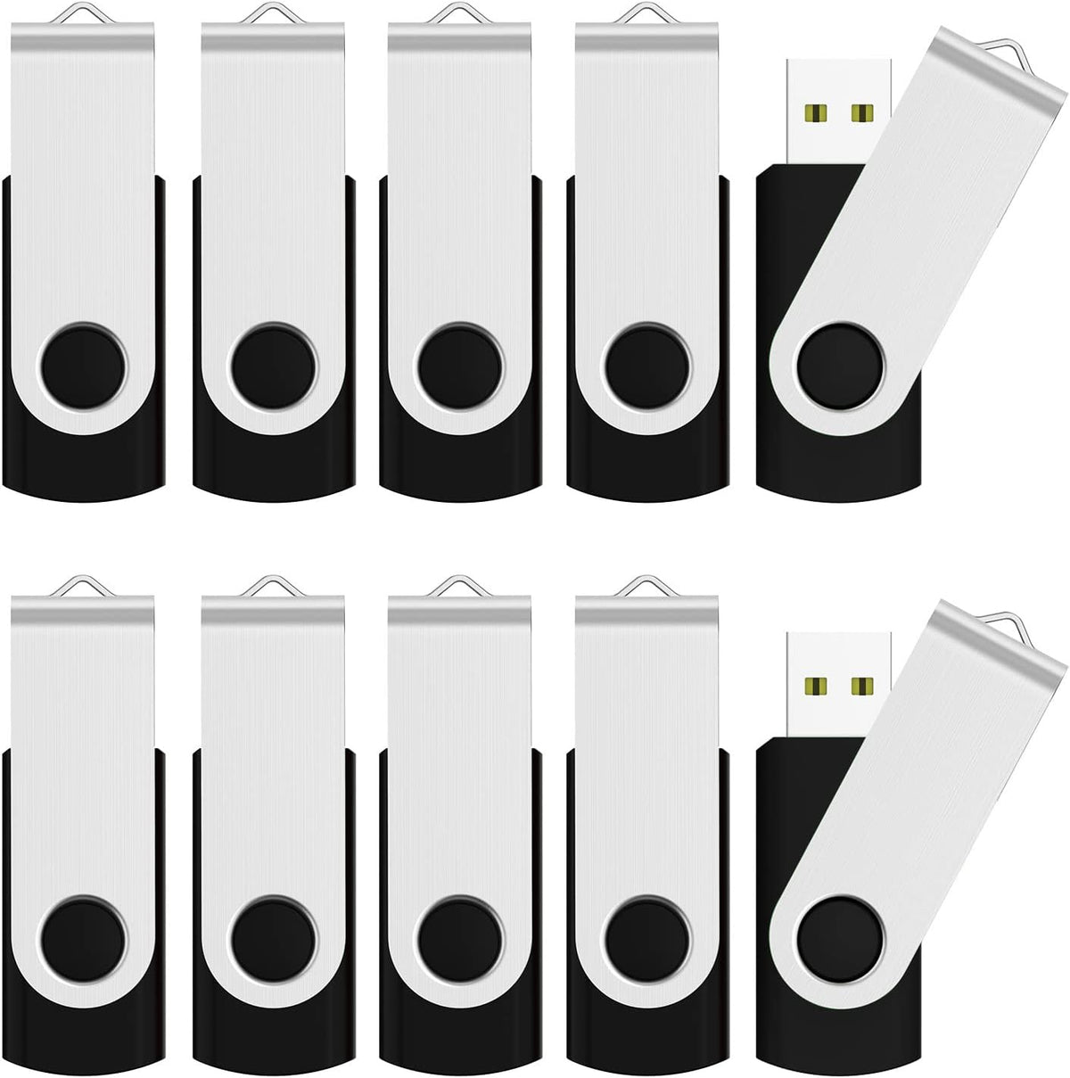 JUANWE 32GB Bulk Flash Drive 10 Packs, Mutipack USB Thumb Drives 2.0 Flashdrive Memory Sticks, Fat32 Jump Drive for Laptop Backup, Bulks Zip Drive Memoria Storage Sticks Pendrive Pack of 10 - Black