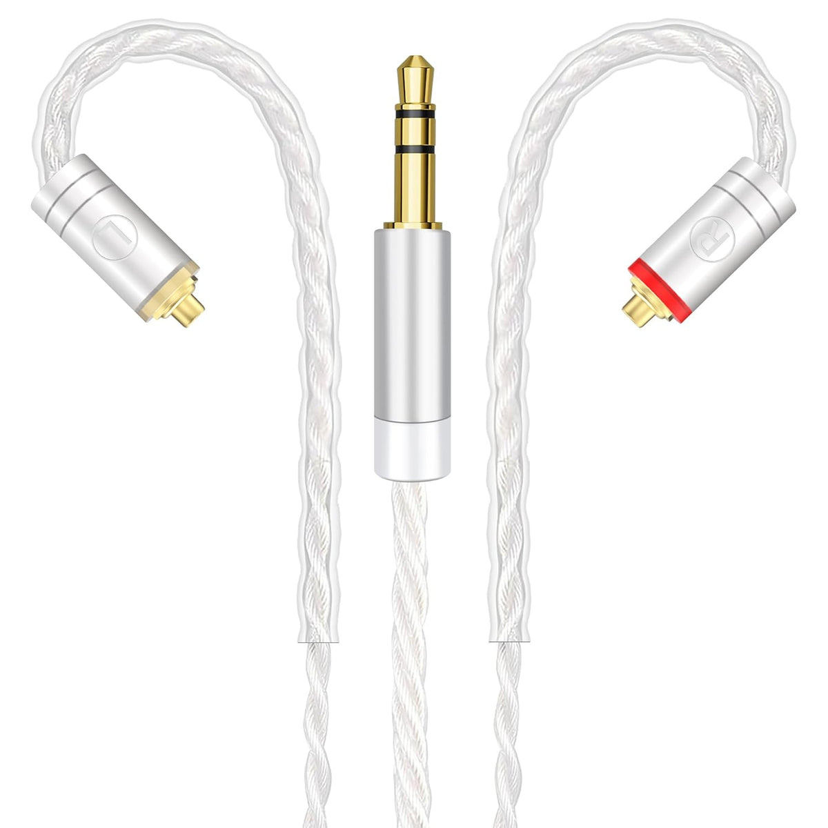 Premium HiFi IEM Cable - Silver-Plated 3.5mm to MMCX Cord, Lossless-Sound in-Ear Monitor Cables for Vibes 201/202, Shure SE215/315/425/535/846-Silver (HC001)