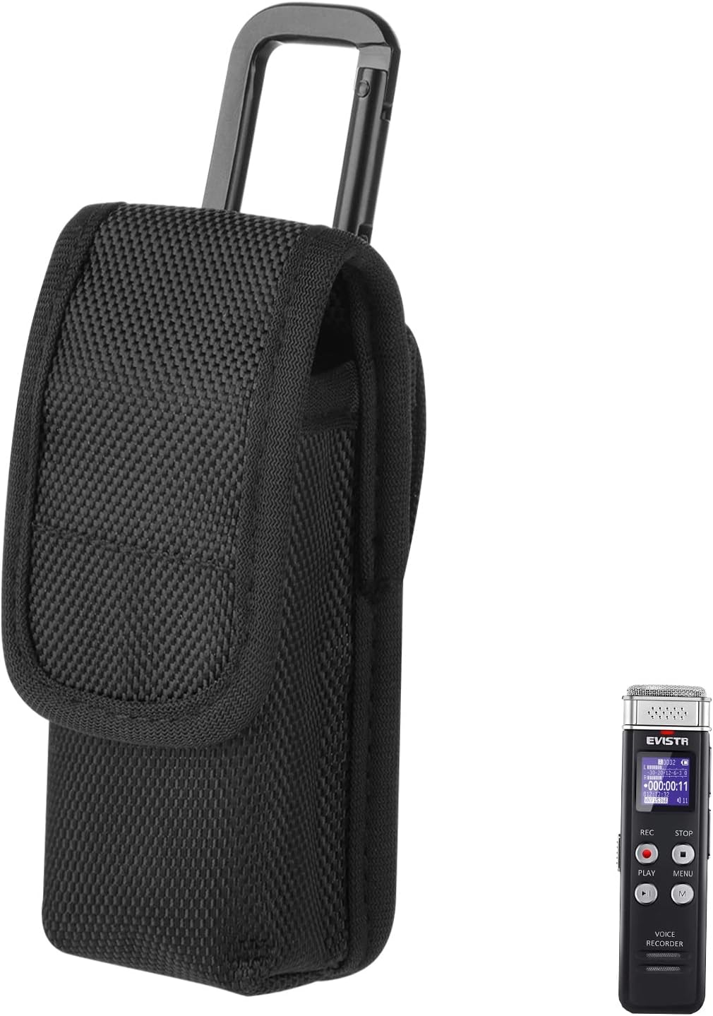 Homakover 1680D 16GB, ICD-UX570, PX370/470/560 MP3 Carrying Case for Digital Voice Recorders, Hard Bag with Carabiner