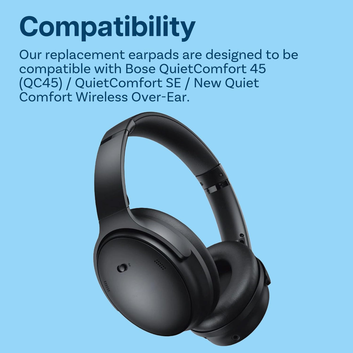 Ear Pads Replacement for Bose QuietComfort 45 (QC45) / QuietComfort SE/New Quiet Comfort Wireless Over-Ear Headphones by MMOBIEL - Protein PU Ear Pad Cushions - Noise Isolation Earpads Replacement