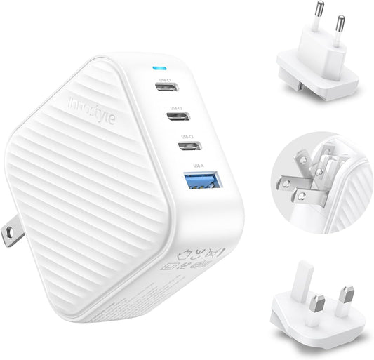 100W USB C Charger 4 Port GaN Wall Charger Block Compact Power Adapter with Folable Plugs for MacBook Air/Pro, Laptop, Tablet, iPad, iPhone, Samsung Galaxy, Apple Watch and More