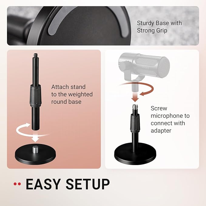 FIFINE Podcast Microphone with Desktop Mic Stand SetUSB/XLR Dynamic Microphone with Adjustable Heavy-Duty Desktop Stand for Recording Gaming Broadcast (Tank6+BS1)
