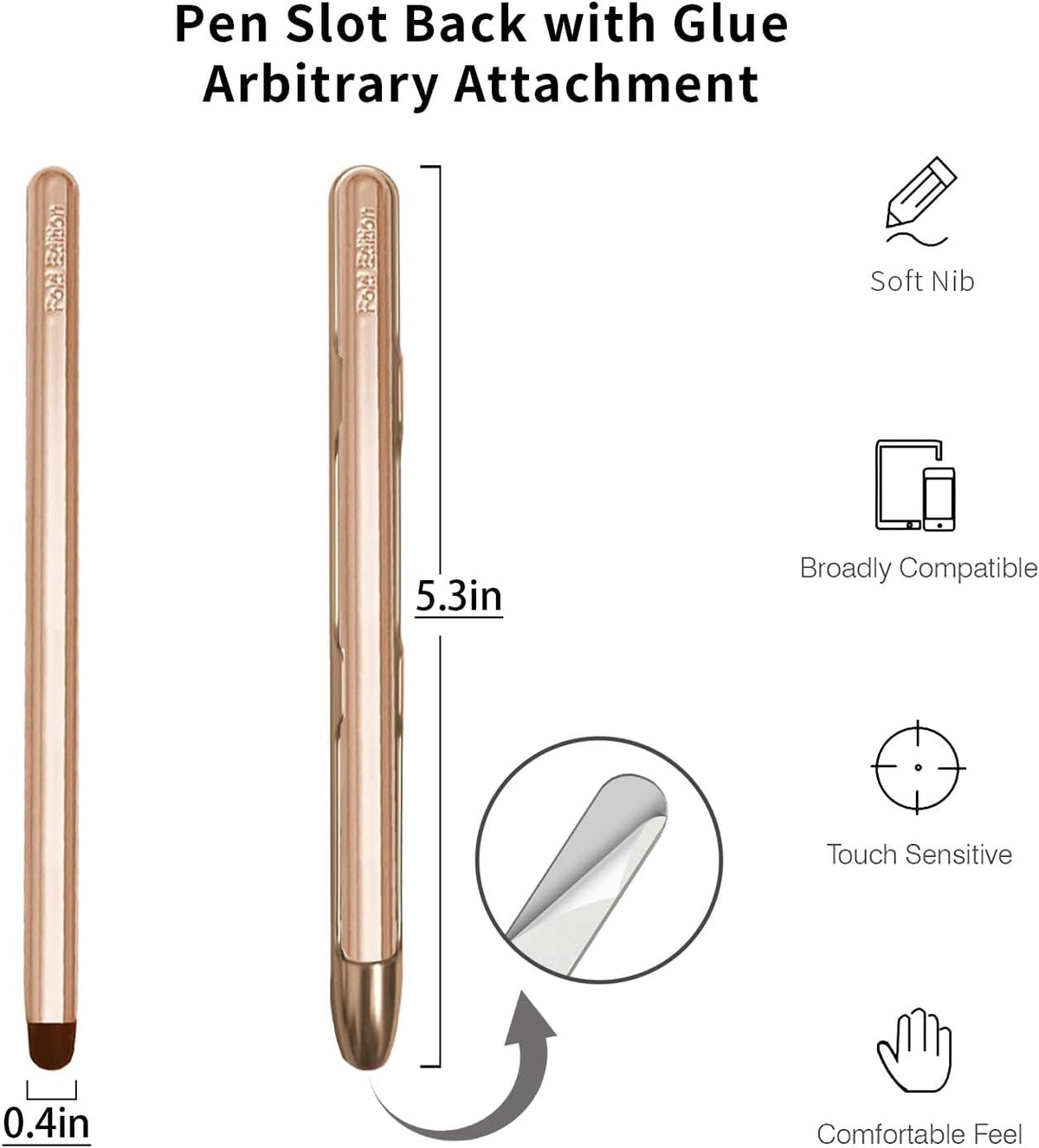 Stylus Pens with Pen Slot for Touch Screens, High Precision Capacitive Universal Stylus for iPad iPhone Tablets Samsung Galaxy All Touch Screen Devices (Golden-Long)
